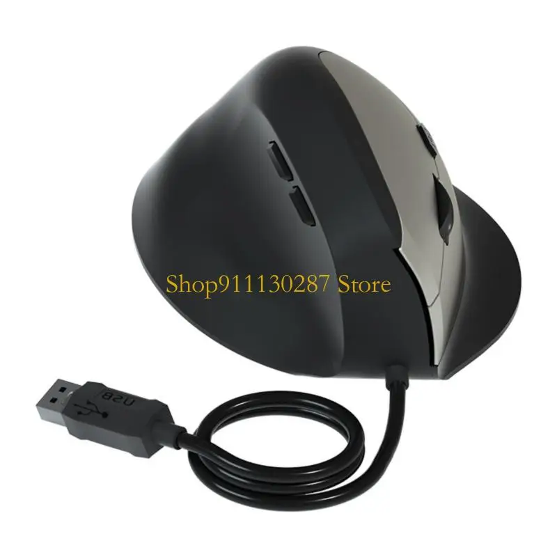 Ratón Vertical con cable USB J1HC con 6 botones personalizables, 1600DPI, ergonómico para ordenador escritorio, PC, portátil, - imagen 3