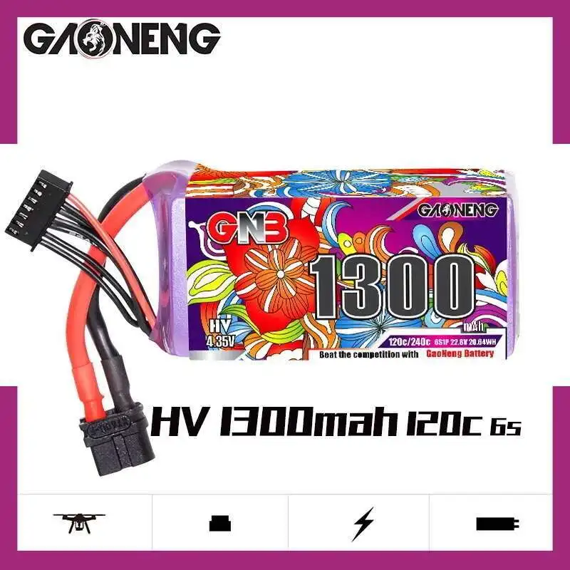 1/2Set GNB 4S 6S 1100/1300/1500/1850mAh 15,2 V 22,8 V 120C con XT60 para Dron FPV helicóptero avión batería Lipo recargable - imagen 4