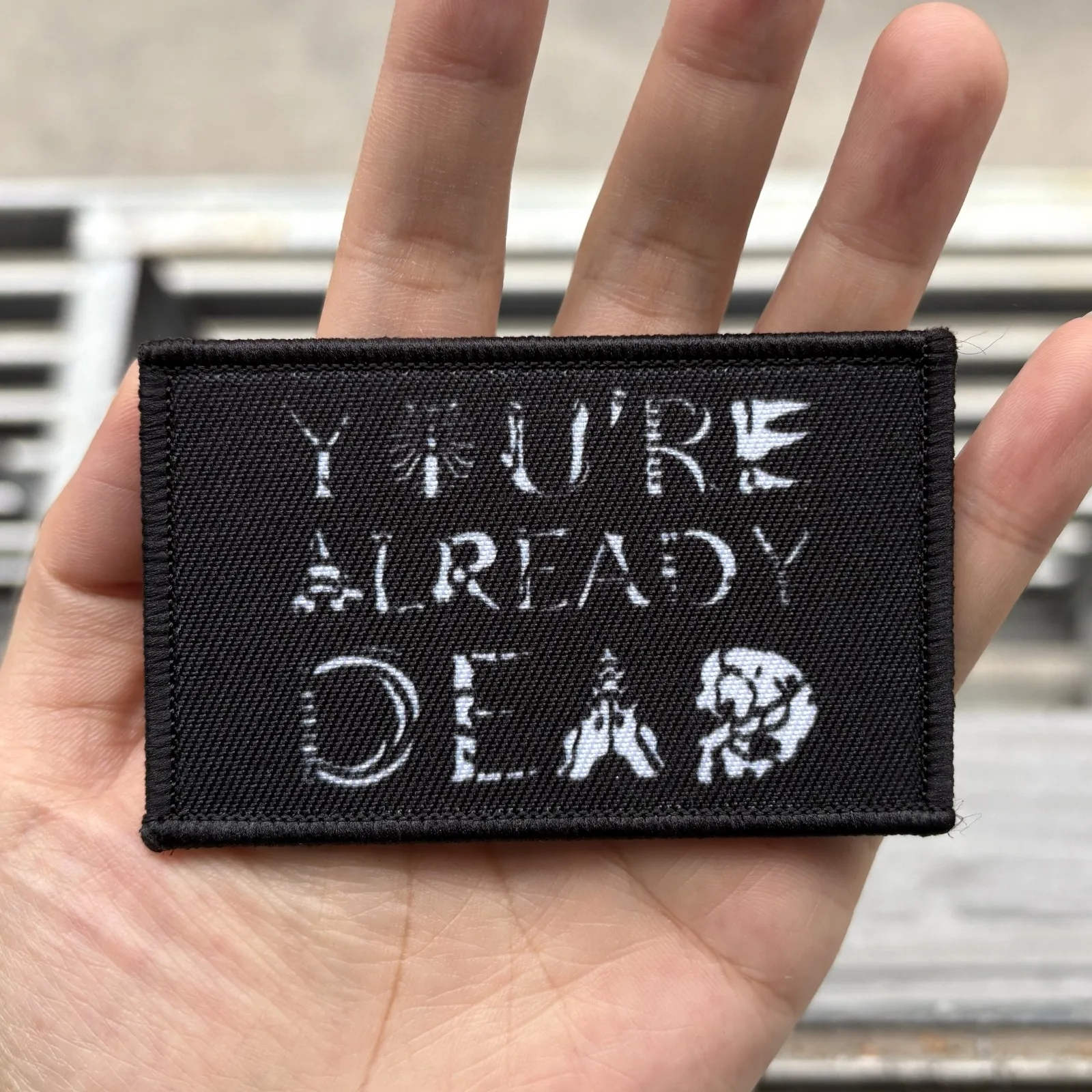 Parche táctico de moral muerta ya estás, insignia militar, gancho de bandera de EE. UU., parches de gancho y bucle impresos con calavera, pegatina para mochila del ejército - imagen 5