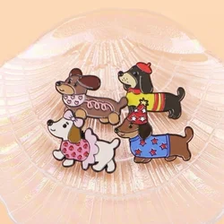 Pin esmaltado perro salchicha de solapa metal para mochila y sombrero