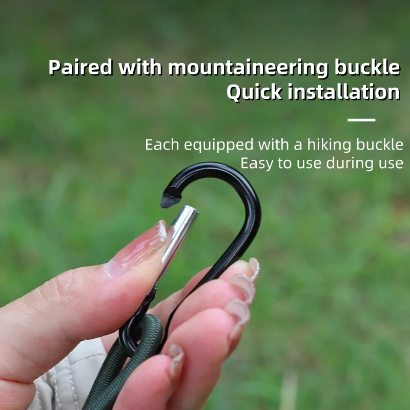 Gancho de montañismo de cuerda elástica para exteriores, hebilla de cuerda elástica portátil multifuncional para acampar, cuerda de tracción para cortina, clavo de tierra - imagen 2