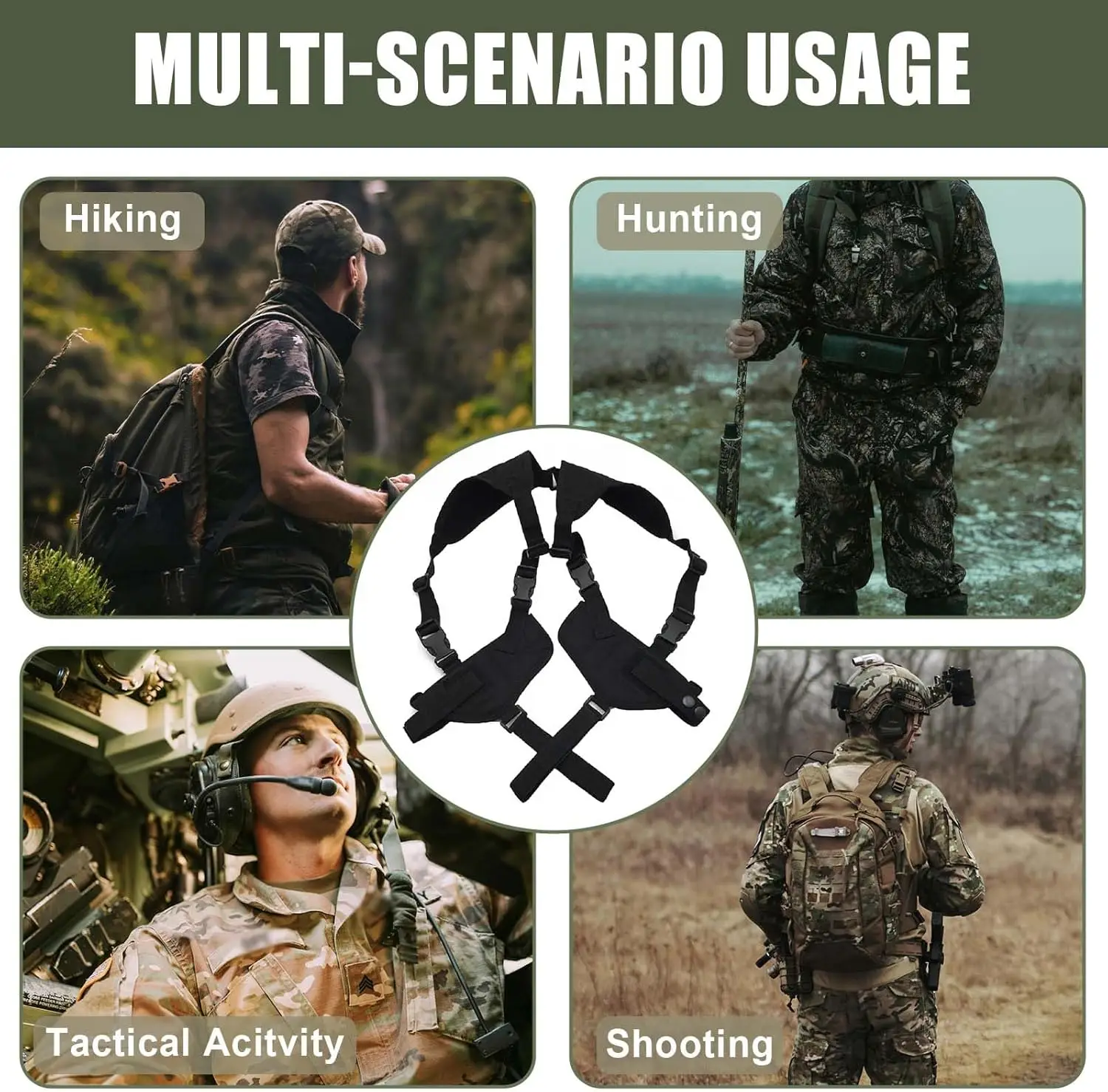 Funda ajustable para pistola de hombro oculta para hombre, Universal para uso izquierdo y derecho, perfecta para actividades tácticas al aire libre - imagen 2