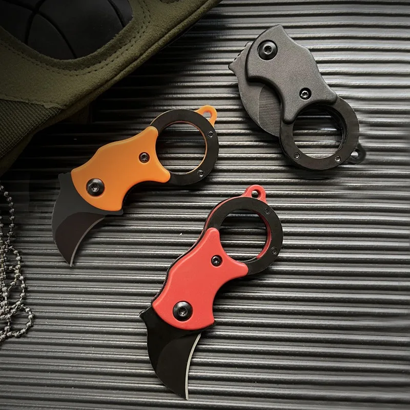 Cuchillo de bolsillo llavero de hoja fija acero inoxidable con cadena