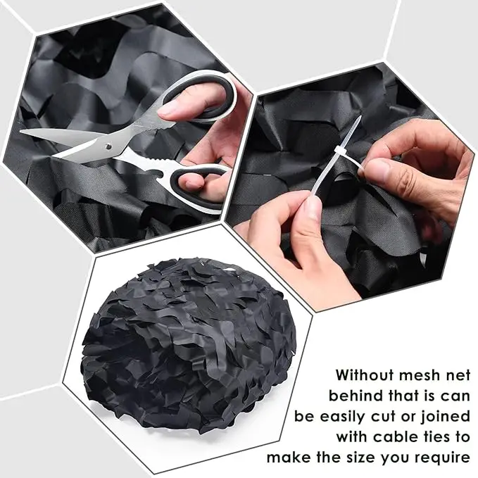 Red de camuflaje de 1,5 M x 2, 3, 4, 5, 6, 9, 10M, rollo a granel, malla de selva blanca, negra y verde, Red de camuflaje con cubierta de malla decorativa - imagen 3