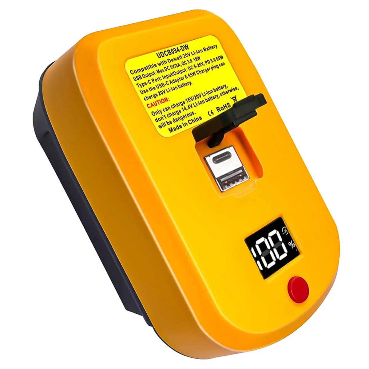 Cargador adaptador para batería de iones de litio Makita/Bosch/Milwaukee/Dewalt de 18V con cargador de entrada y salida USB y tipo C de carga rápida - imagen 2