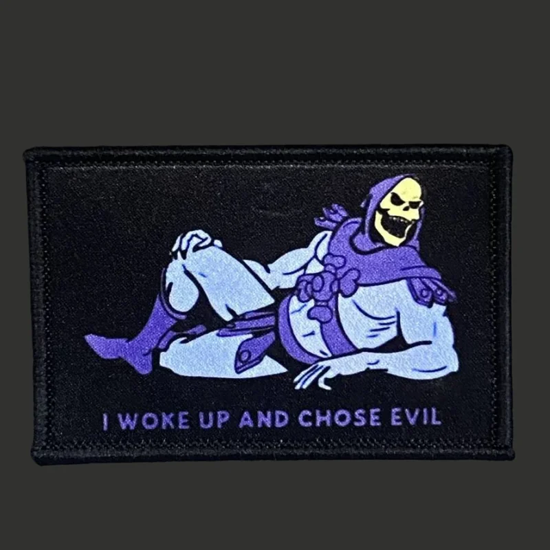 Parche I WOKE UP AND CHOSE EVIL con estampado de insignia táctica, gancho y Loo Morale, brazalete, mochila, ropa, pegatina decorativa - imagen 3