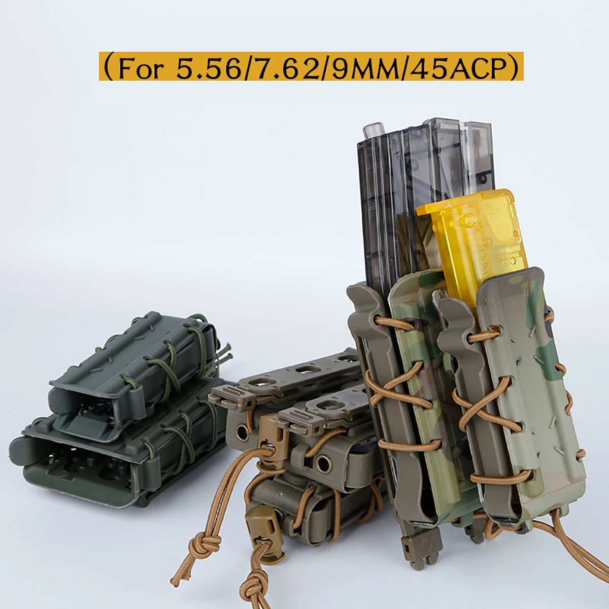 Mag-Juego de bolsas para Rifle y pistola de 9mm, Kit de dibujo rápido, soporte táctico para Airsoft Molle, 5,56/7,62mm - imagen 2