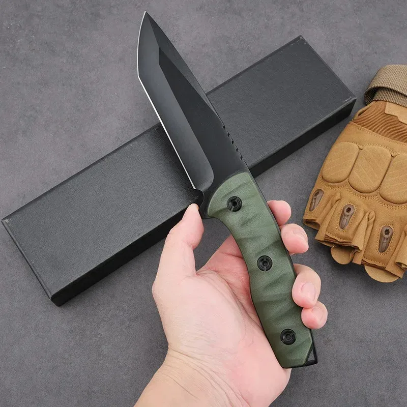 Cuchillo de supervivencia al aire libre de alta dureza, cuchillo de autodefensa, cuchillo táctico, cuchillo multifuncional de pesca salvaje con funda K, recto - imagen 2