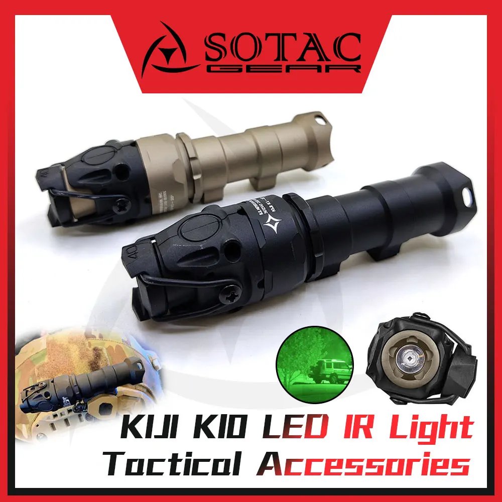 SOTAC Metal Wea-pon KIJI Scout Light caza táctica K10 LED IR linterna compatible con riel Picatinny de 20mm