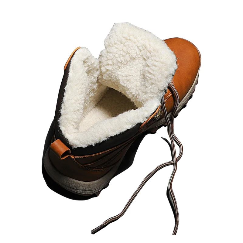 HIKEUP-Botas de invierno de algodón para hombre, zapatos de senderismo al aire libre, ropa de trabajo deportiva de alta calidad, zapatos cálidos de terciopelo - imagen 5