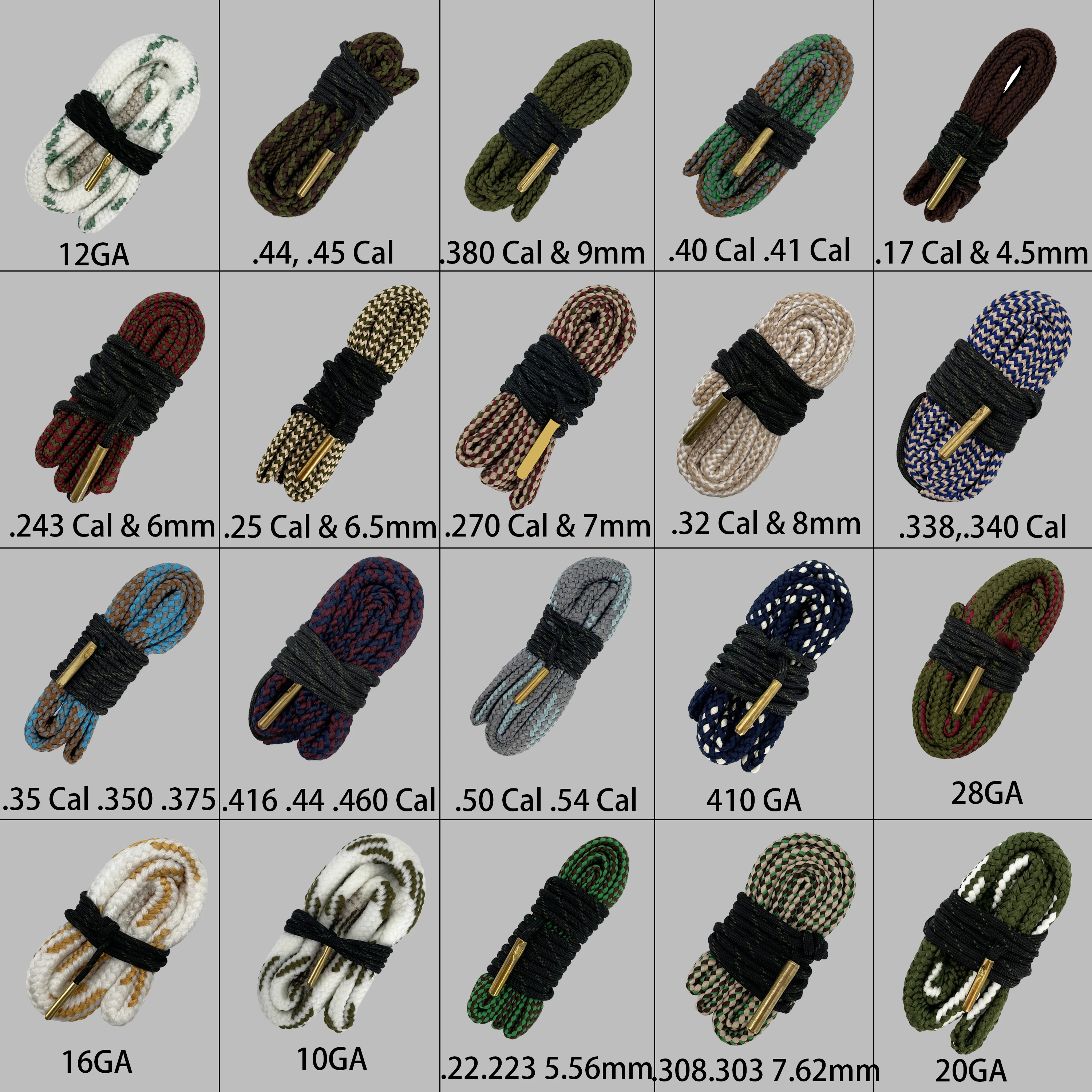 MIDUG-Kit de limpieza de pistola, 2 uds., diámetro del Rifle, limpieza del barril de serpiente, cuerda de cepillo para 12GA 9mm.22.223 5,56mm.308 7,62mm - imagen 5