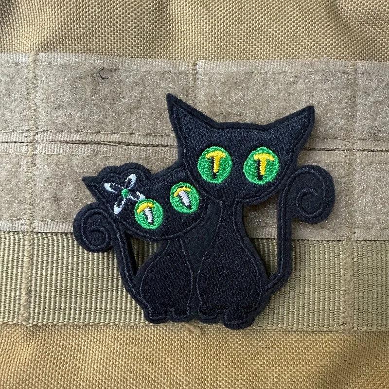 Parche bordado de dos gatos negros, insignia de moral táctica, parche militar con gancho y bucle para mochilas, chaquetas y ropa - imagen 4