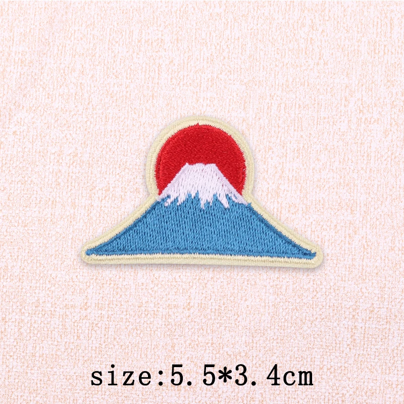 Parches Bordados con Elementos Japoneses, Parches de Flores de Cerezo del Monte Fuji para Ropa, Parches Termoadhesivos de Peces/Zorros/Gatos, Apliques - imagen 5