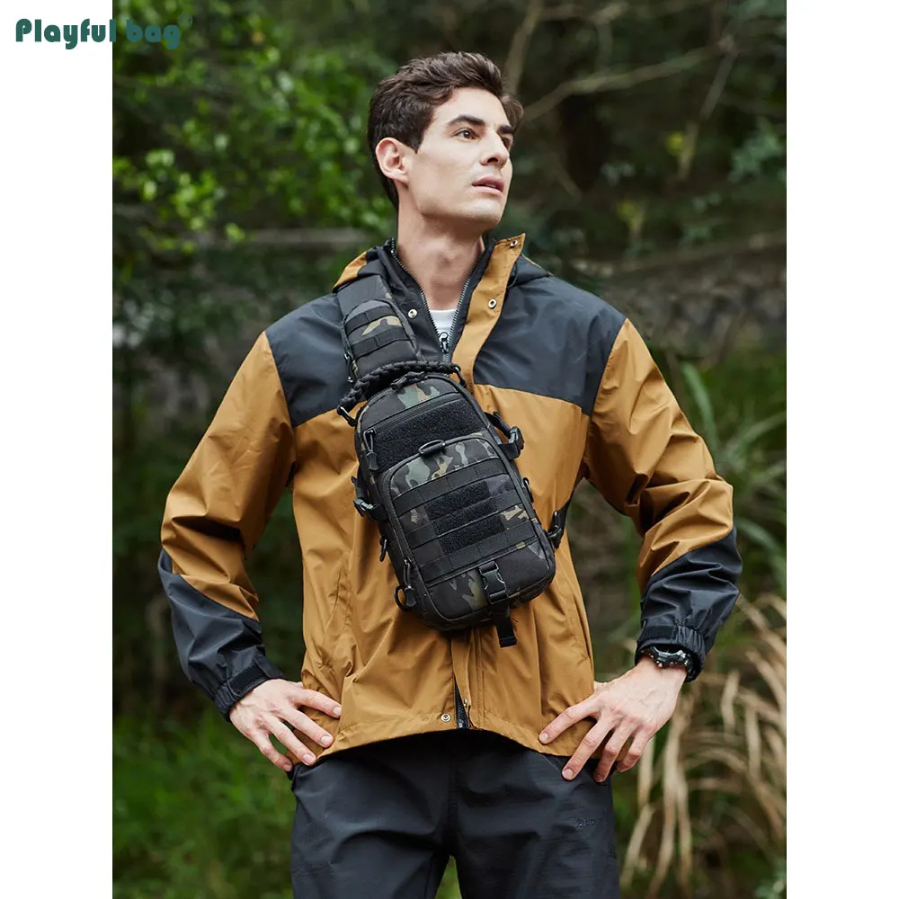 Bolsa de pecho para senderismo para hombre, mochila de camuflaje ligera para exteriores, paquete de camuflaje multifuncional, impermeable, AVA292 - imagen 5