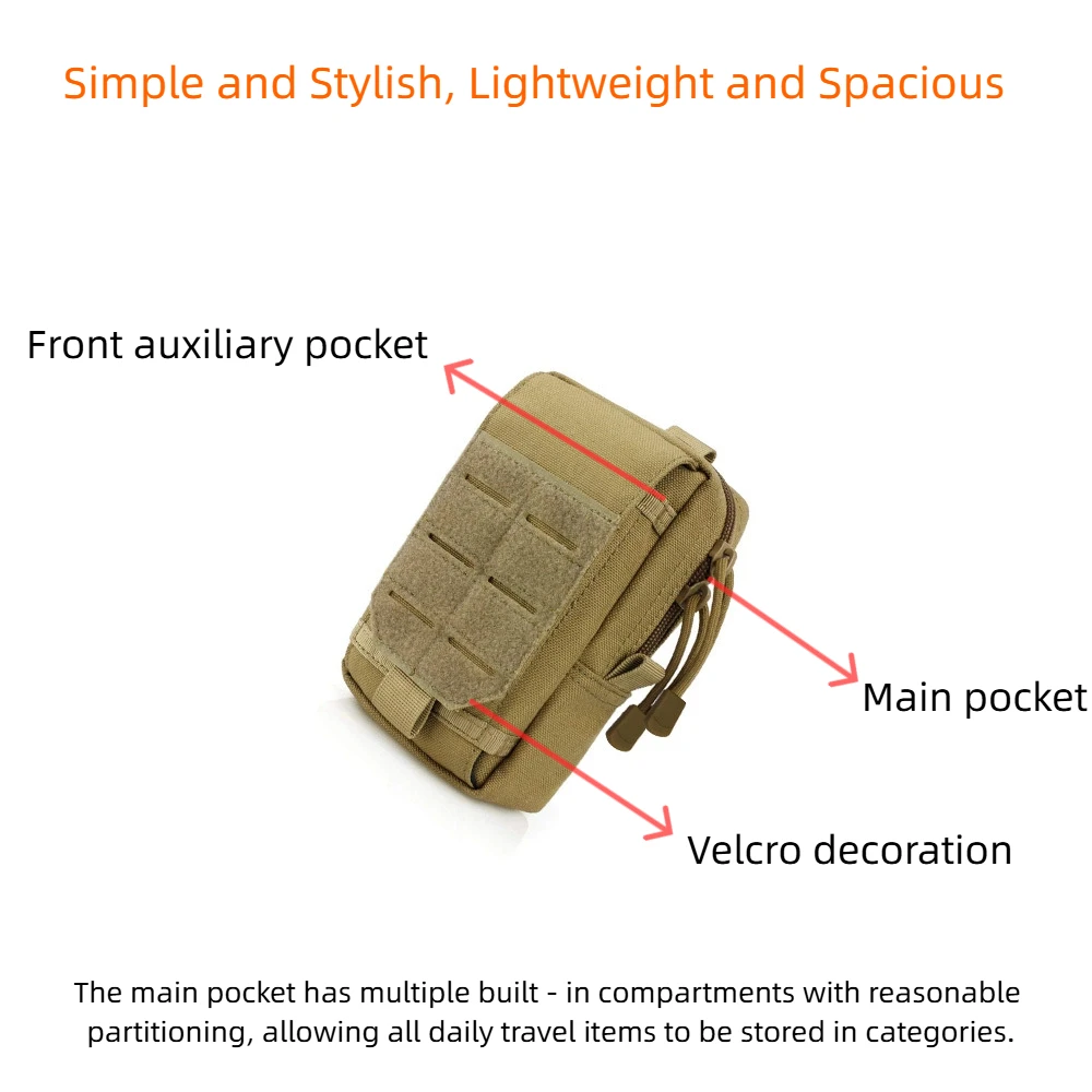 Bolsa para teléfono táctica con tapa abatible láser (1000D/600D) - Riñonera deportiva informal para exteriores para almacenar artículos pequeños - imagen 4