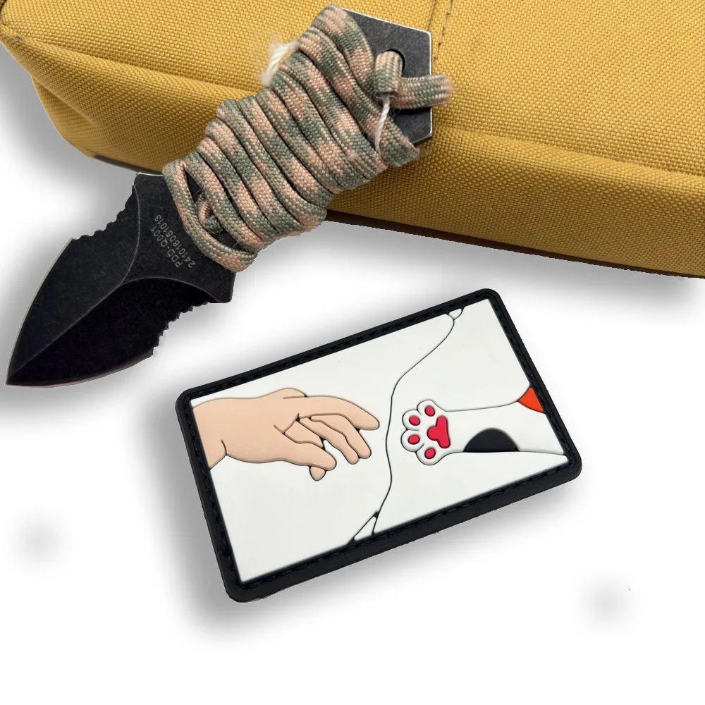 Insignia de pata de gatito Genesis, parche de luz nocturna de moral, pegatina para mochila militar táctica, parches de gancho y bucle de PVC para ropa