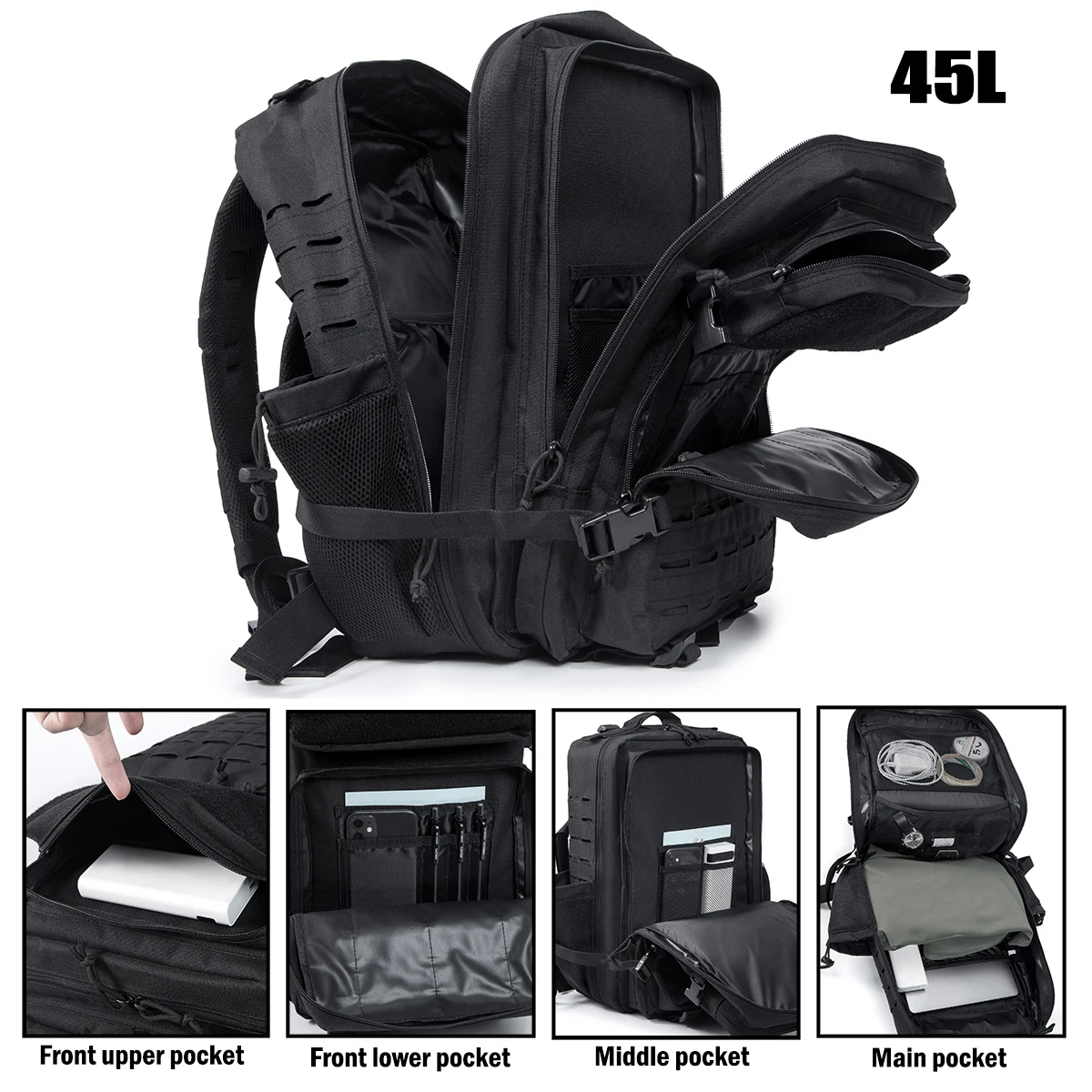 Mochila de senderismo de 25L / 45L, adecuada para acampar, pescar y escenarios deportivos y también ideal para uso diario, fitness y viajes. - imagen 4