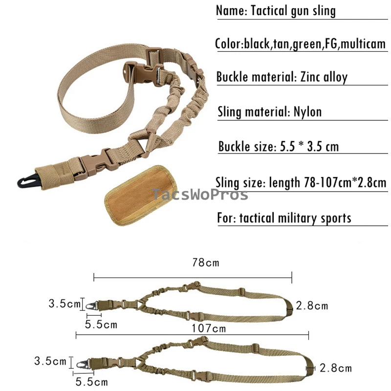 Eslinga de escopeta de tiro al aire libre ajustable, juego de guerra, Paintball, caza, arma táctica de un solo punto, correa de hombro de Rifle Bungee - imagen 2