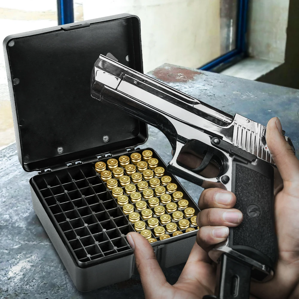 Caja de munición de 100 balas. 38Super caja de soporte de carcasa de bala pistola Rifle caja de almacenamiento de transporte de munición estuche de cartucho accesorios de caza - imagen 4