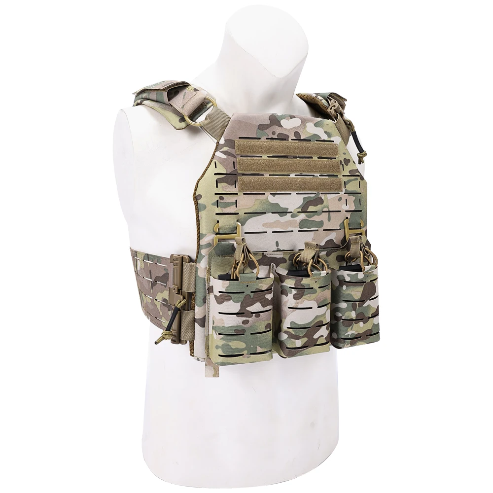 Chaleco portador de placa táctico con liberación rápida, Chaleco de seguridad, Bandolera Táctico, chaleco cortado con láser, bolsa Triple MOLLE para revistas - imagen 4