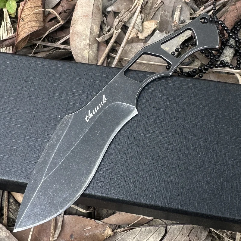Cuchillo de supervivencia de desierto negro con cuchillo de Camping táctico recto de madera para naturaleza y supervivencia - imagen 5