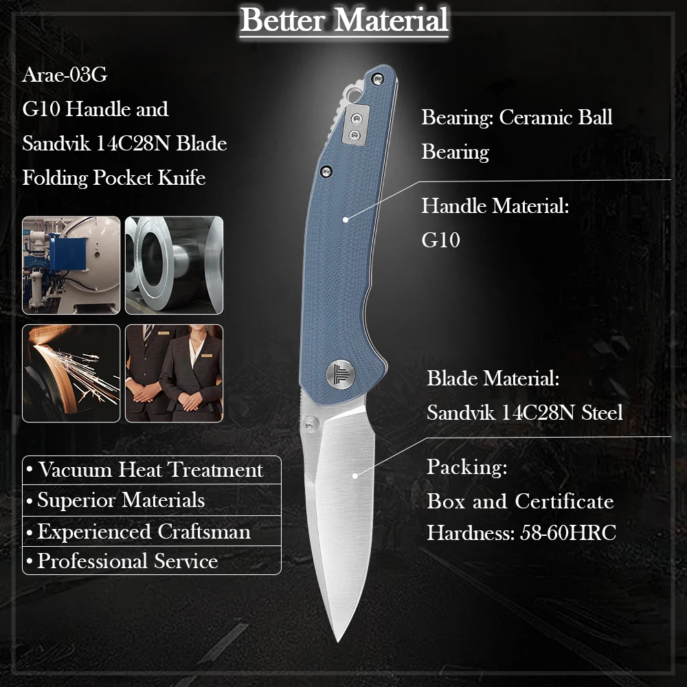TRIVISA cuchillo EDC plegable con clip y hoja satén - imagen 5