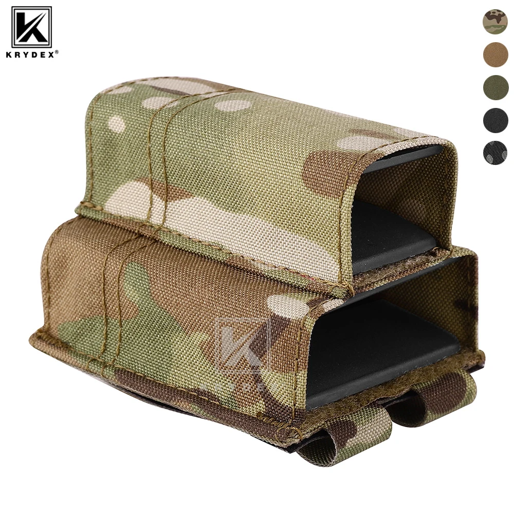 KRYDEX-bolsa táctica doble Mag M4 M16 MP5 MP7 5,56 9mm, bolsa para revistas con inserto Kydex para cinturón de caza, accesorios para chaleco - imagen 2