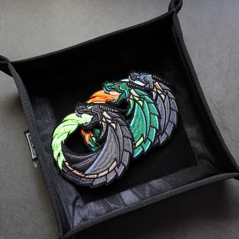 Accesorios para bolsa al aire libre, brazalete de dragón de hielo, insignia Premium totalmente bordada, corte ahuecado, moral, dragón de fuego, parche para casco DIY - imagen 5