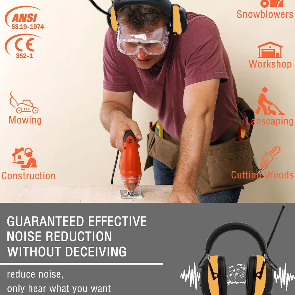 Orejera para disparar Radio AM FM Protección para auriculares Reducción de ruido Protector auditivo cómodo con pantalla digital Bluetooth - imagen 4