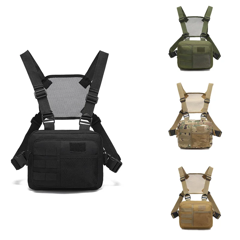 Bolsa táctica de pesca para hombre, bolsa para hombre, mochila para acampar, senderismo, señuelo para mujer, chaleco frontal Molle para el pecho, entrenamiento, mochila para ciclismo