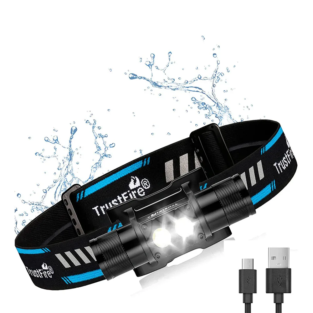 Trustfire-faro Led H5R con batería 18650, linterna recargable por USB, de doble cabeza, 600lm, para pesca, caza y campamento - imagen 2