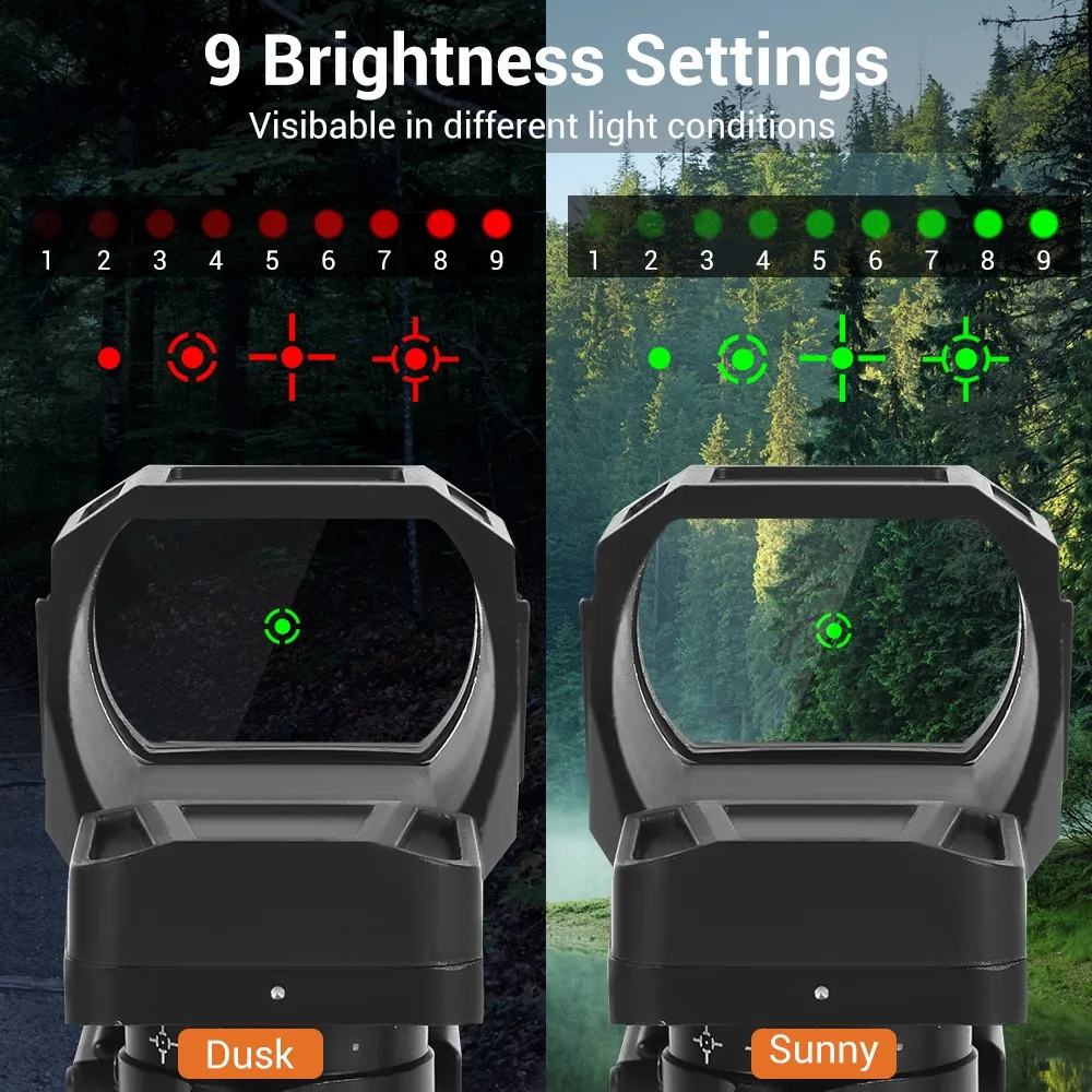 Mira réflex de punto rojo para Rifle, colimador óptico táctico, 4 retículas, caza, carabina, 20mm, 1913, montaje de riel - imagen 3