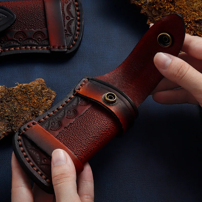 Funda de cuero tallado para almacenamiento de cuchillos al aire libre, capa superior, plegable - imagen 3