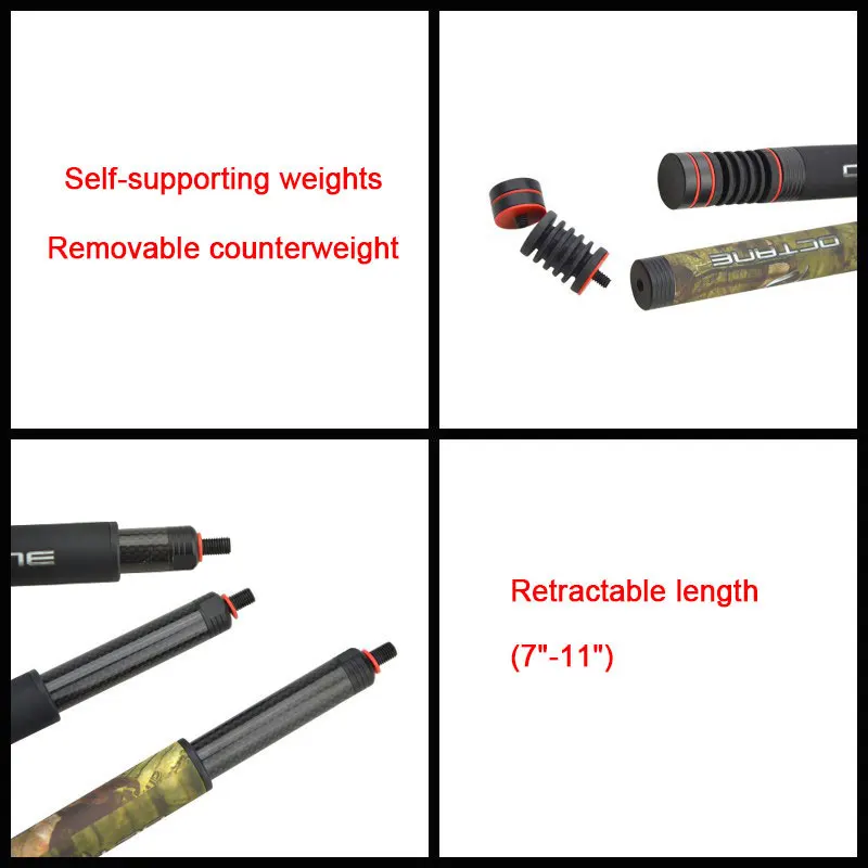Sistema estabilizador de Tiro con Arco OCTANE, 7-11 pulgadas, arco compuesto recurvo escalable, caza, tiro, barra lateral deportiva, varilla de extensión - imagen 2