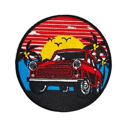 Parche de Velcros Retro para coche, puesta de sol, playa, cierre de gancho y bucle, insignia bordada para mochila, chaqueta, gorras