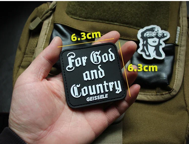 Parche Geissele para Dios y condado, brazalete luminoso de PVC, casco táctico, pegatinas para mochila, insignia de moral con gancho y bucle de dragón - imagen 5