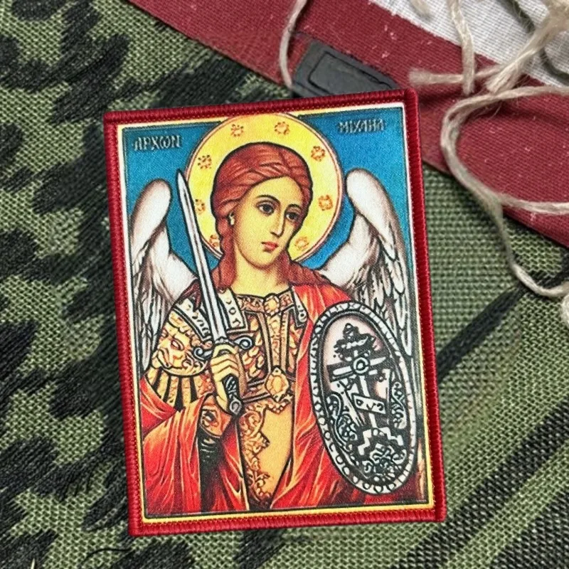 Parche estampado del Arcángel Michael, chaleco táctico, gancho y bucle, sombrero, insignia de moral, mochila, pegatinas decorativas, parches para brazalete para ropa - imagen 4