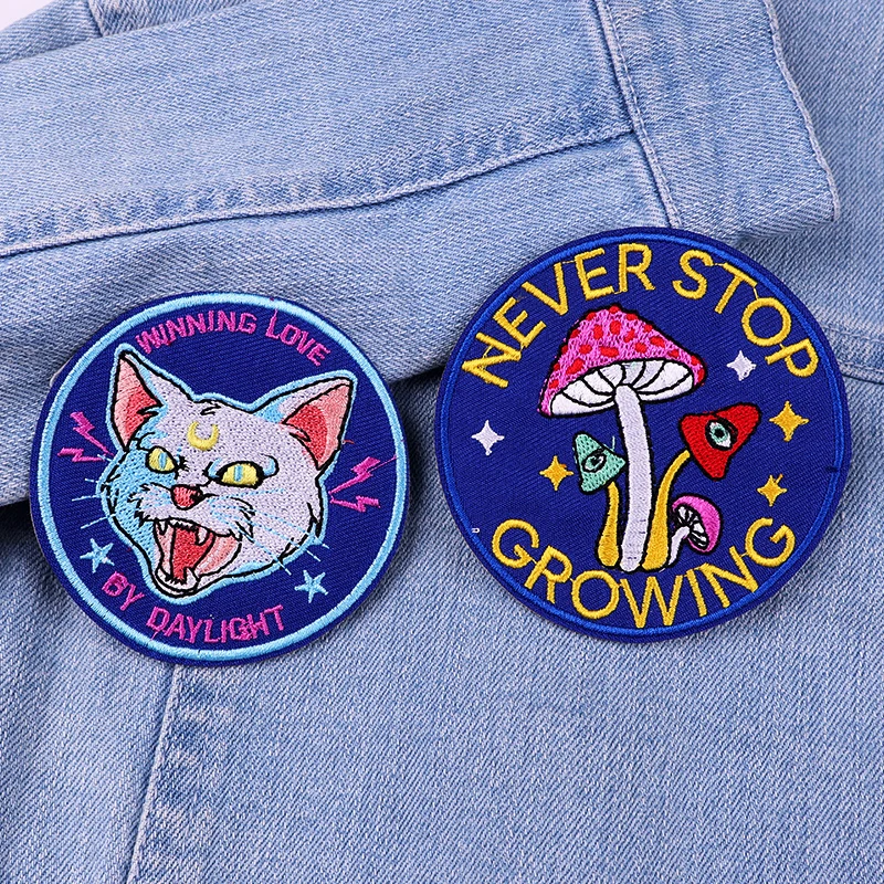 Parche bordado de dibujos animados, parche con letras de gato/arcoíris de animales, parches para planchar para ropa, parches termoadhesivos para ropa, Jean DIY - imagen 5