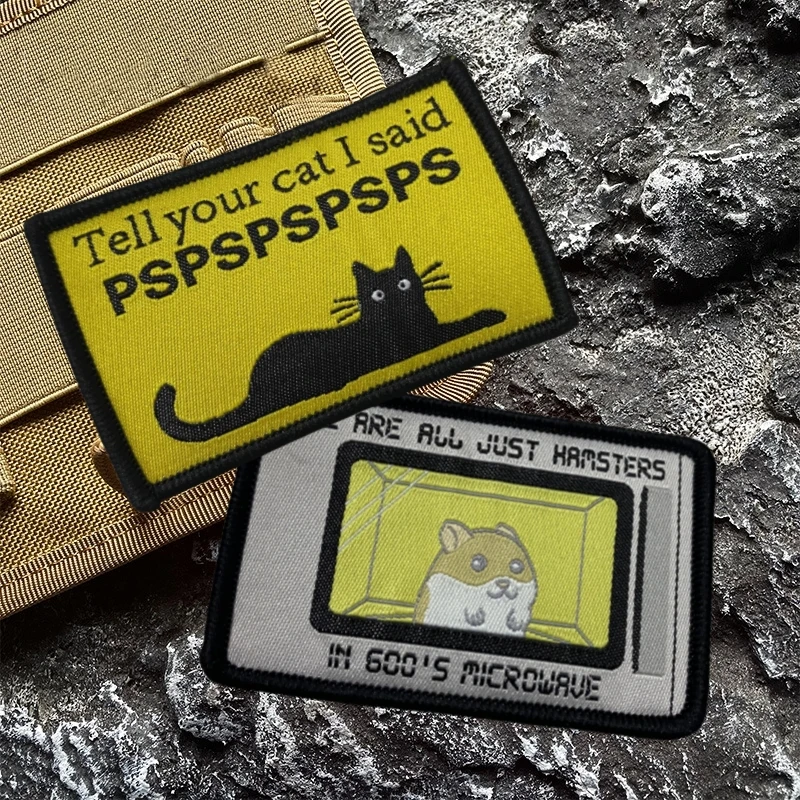 Tell Your Cat I Said PSPSPSPS parche táctico de ojos de gato divertidos, mochila, sombrero, pegatina, hámster lindo, parches de tela para microondas, gancho y bucle - imagen 2