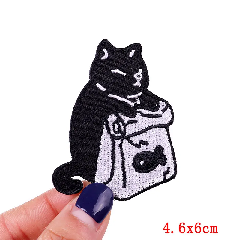 Parches bordados de gato bonito para ropa, parches termoadhesivos para ropa de niños, apliques, insignias de dibujos animados, pegatinas de animales - imagen 2