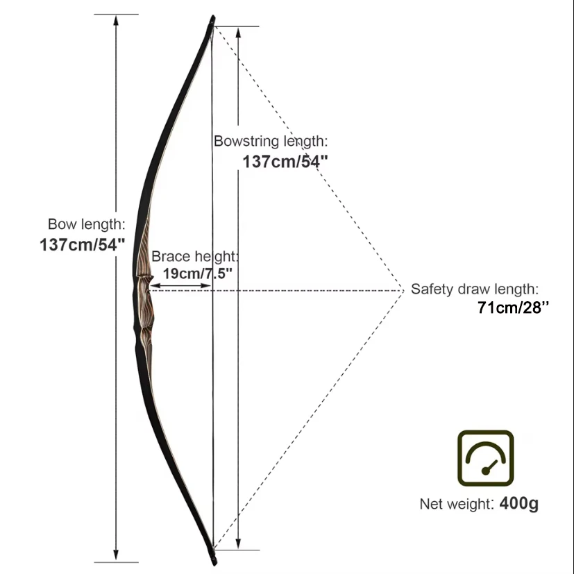 Arco recurvo de madera hecho a mano tradicional, arco objetivo de arco largo de 20-70 libras para adultos, juego de entrenamiento de competición de caza al aire libre, mano derecha - imagen 5