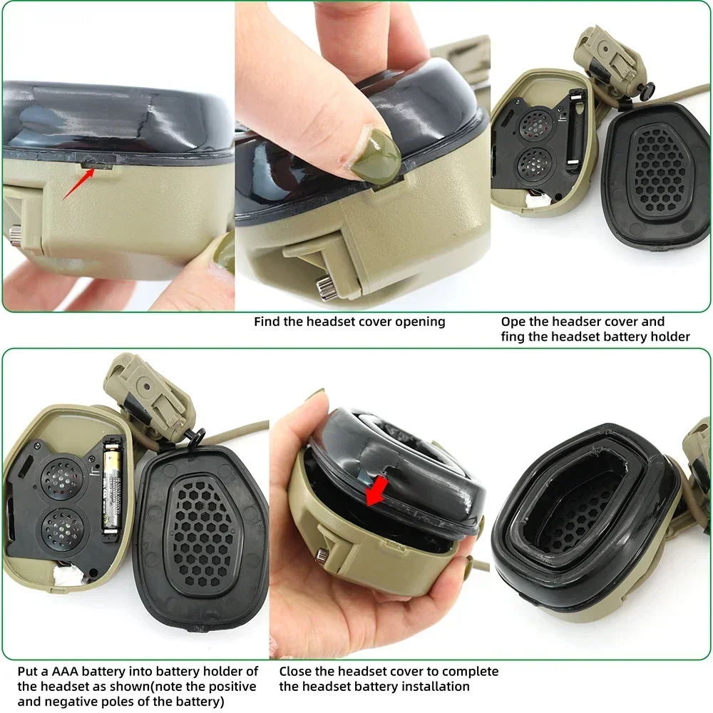 Auriculares tácticos TAC-SKY, auriculares de comunicación RAC, auriculares con reducción de ruido Airsoft con adaptador de riel de arco táctico, casco rápido - imagen 4