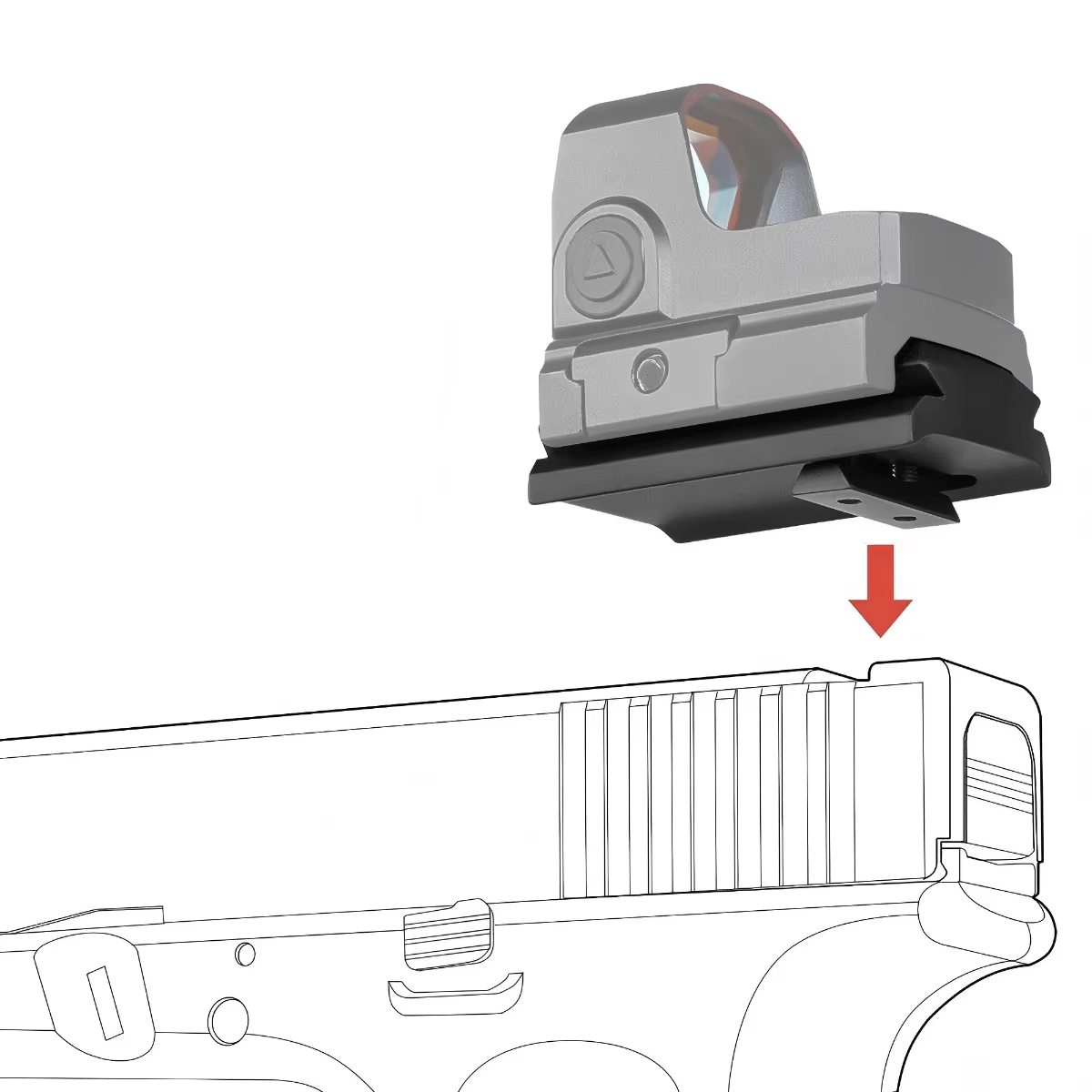 Placa de montaje táctica Picatinny 4 ranuras para mira punto rojo Glock - imagen 3