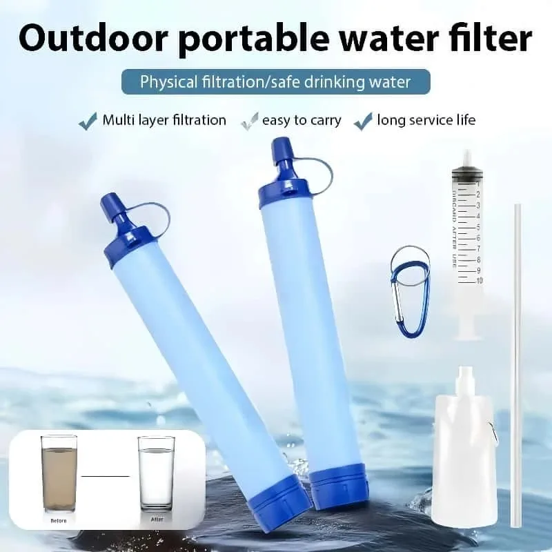 Outdoor Mini Water Filter Straw Camping Purification Portable Hiking Water Purifier for Survival or Emergency Supplies