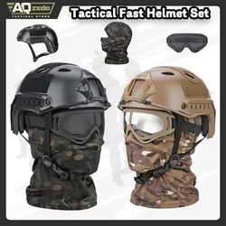 Casco táctico airsoft con máscara elástica y gafas antivaho - Protección facial