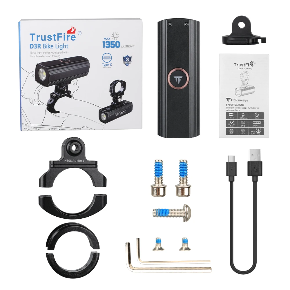 TrustFire D3R Faro LED recargable para bicicleta de montaña USB IPX6 - imagen 3