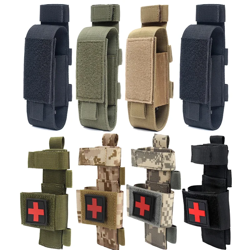 MOLLE-bolsa de torniquete de nailon, funda para linterna, soporte para linterna, funda para cuchillo de caza al aire libre, paquetes de tijera médica