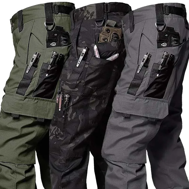 Pantalones tácticos para hombre, pantalones Cargo para exteriores, pantalones de ciclismo impermeables con múltiples bolsillos, ropa de trabajo de entrenamiento, pantalones de senderismo, ropa de trabajo