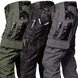 Pantalones tácticos para hombre, pantalones Cargo para exteriores, pantalones de ciclismo impermeables con múltiples bolsillos, ropa de trabajo de entrenamiento, pantalones de senderismo, ropa de trabajo