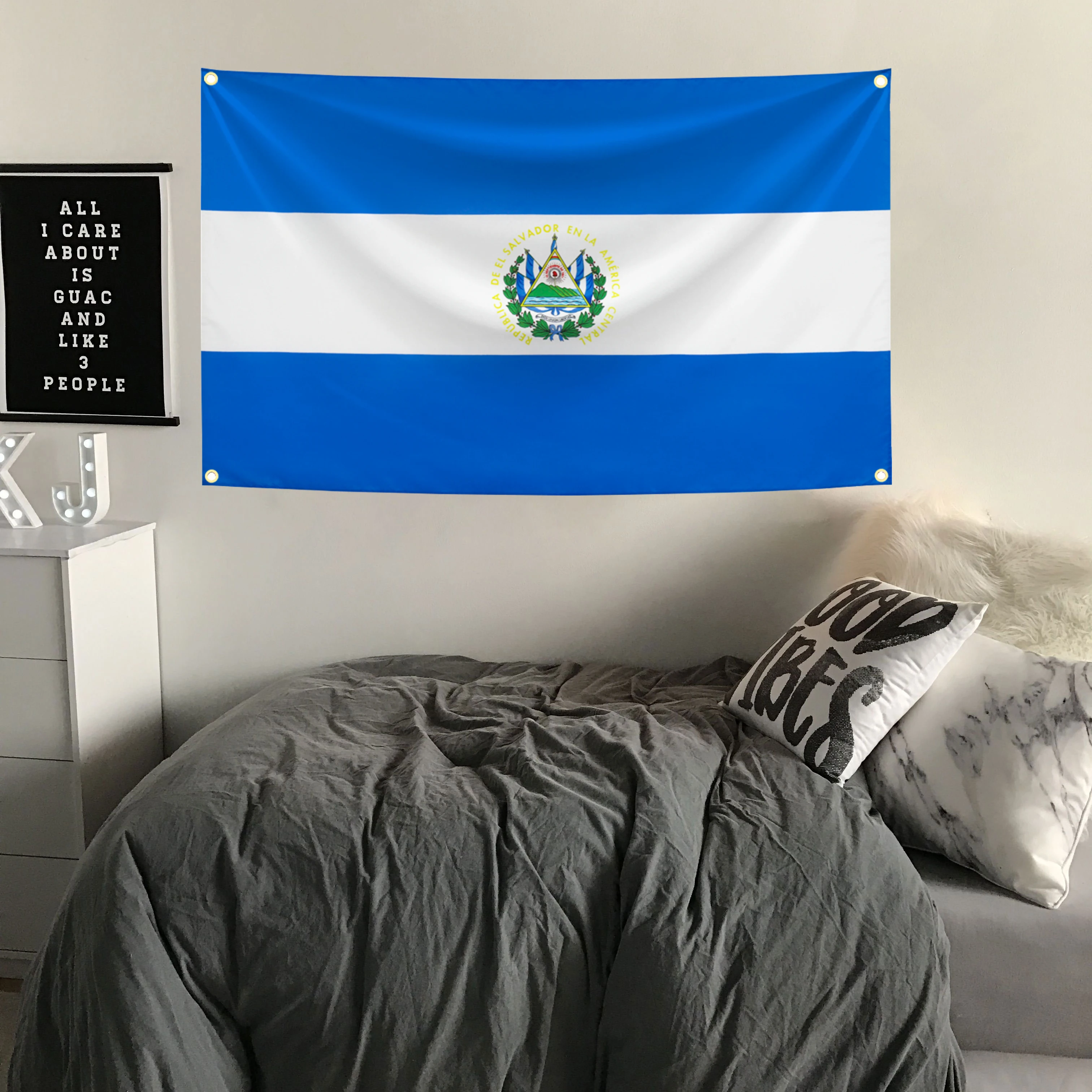 90X150cm bandera de Salvador SV SLV banderas de El Salvador decoración impresa de poliéster tapiz de pancarta - imagen 3